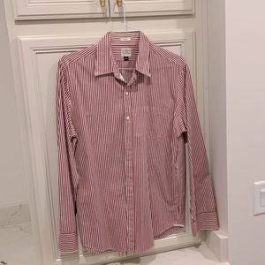 J. Crew striped long sleeve polo dress shirt, size L